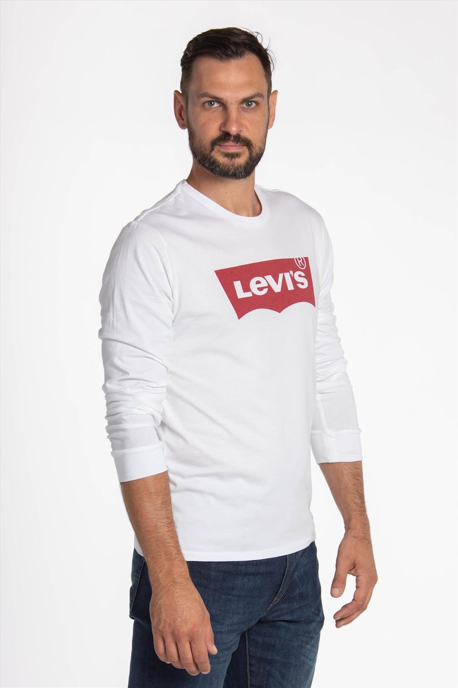 Levi's - Witte Batwing Logo T-shirt met lange mouw