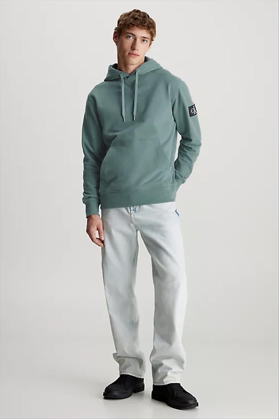 Calvin Klein Jeans - Groengrijze Logo Patch hoodie