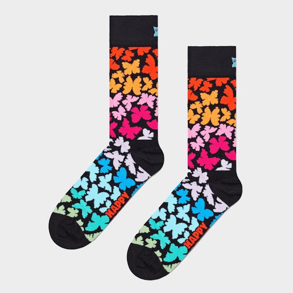Happy Socks - Zwarte-Multicolor Butterfly sokken, maat: 36-40