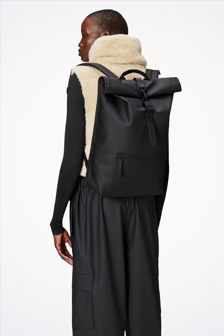 RAINS - Zwarte Rolltop Rucksack rugzak