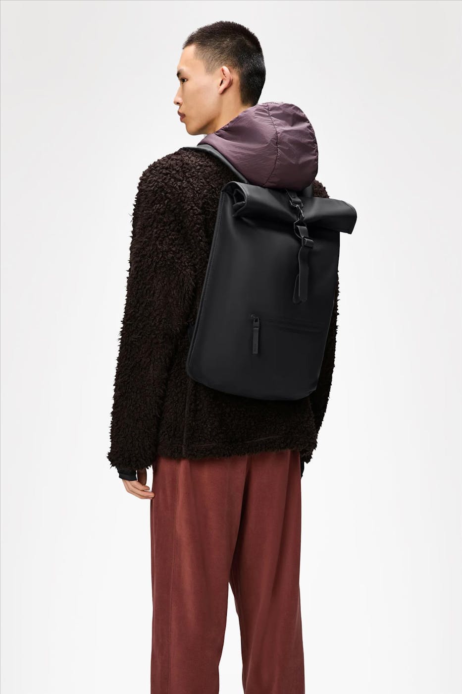 RAINS - Zwarte Rolltop Rucksack rugzak