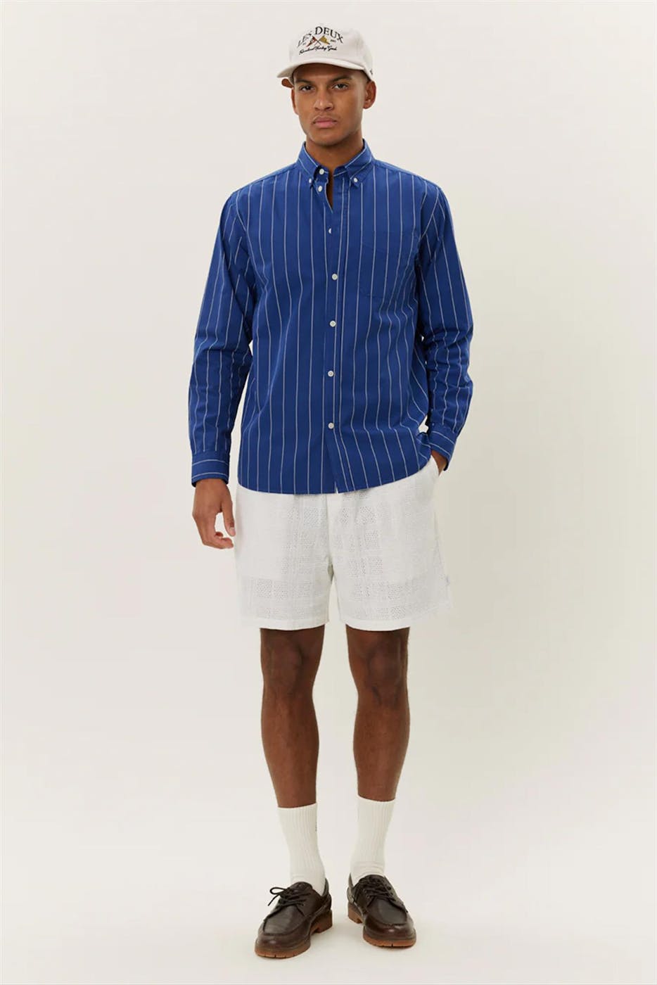 LES DEUX  - Donkerblauw Kent Stripe hemd