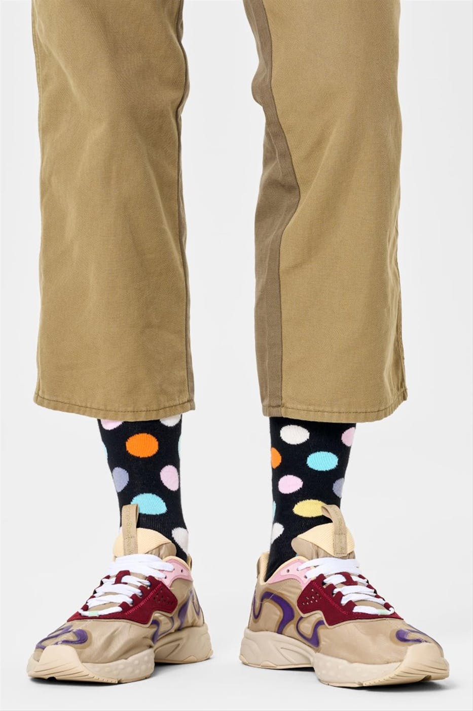 Happy Socks - Zwarte-multicolour Big Dot sokken, maat: 36-40