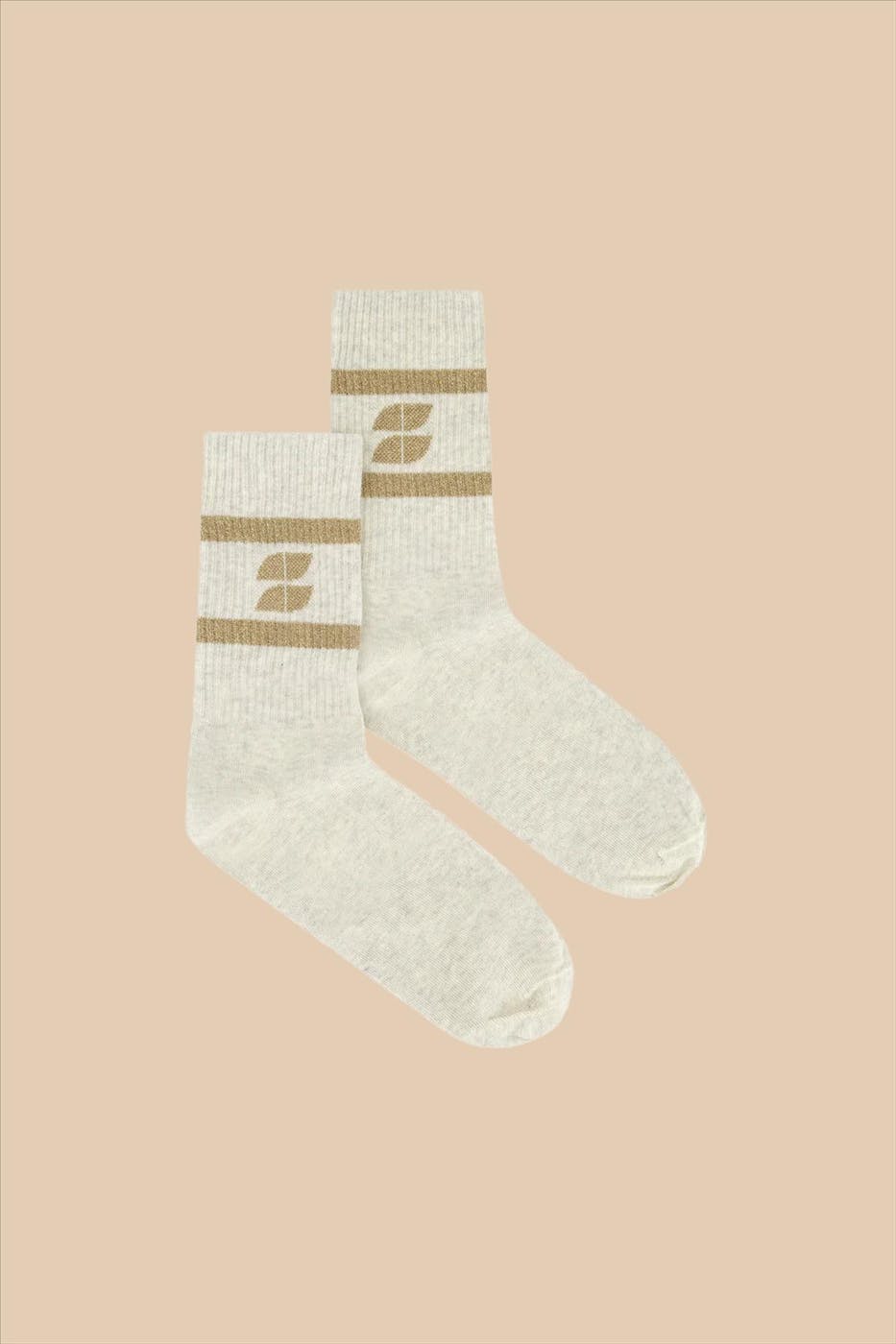 BY BAR - Lichtgrijs-Goud Logo sokken