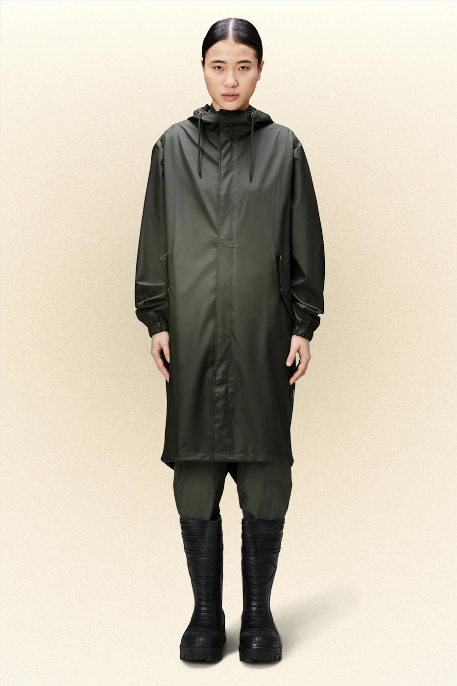 RAINS - Donkergroene Fishtail Parka regenjas