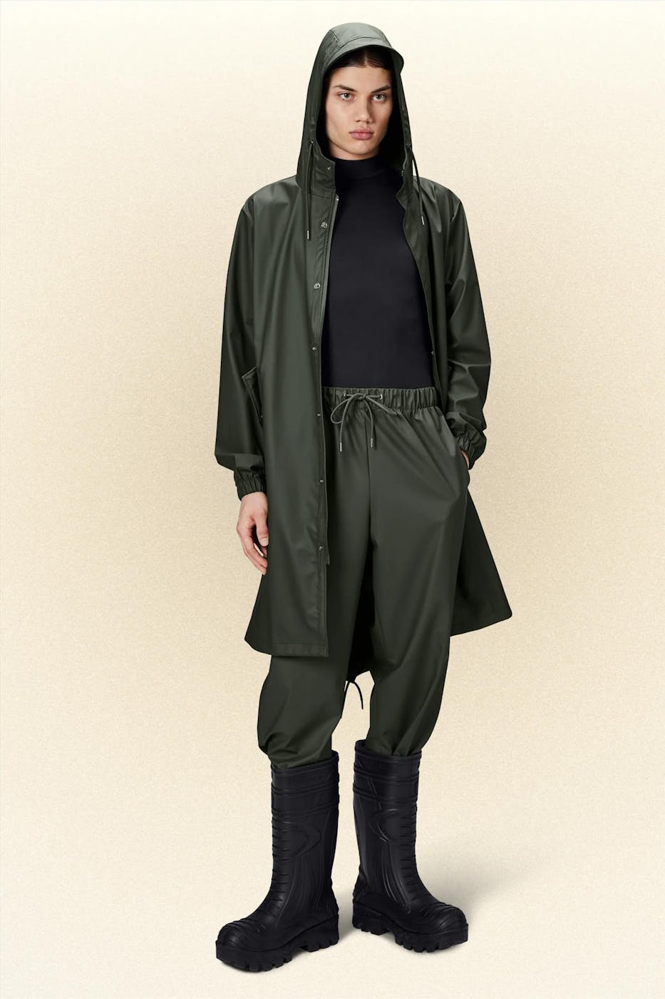 RAINS - Donkergroene Fishtail Parka regenjas