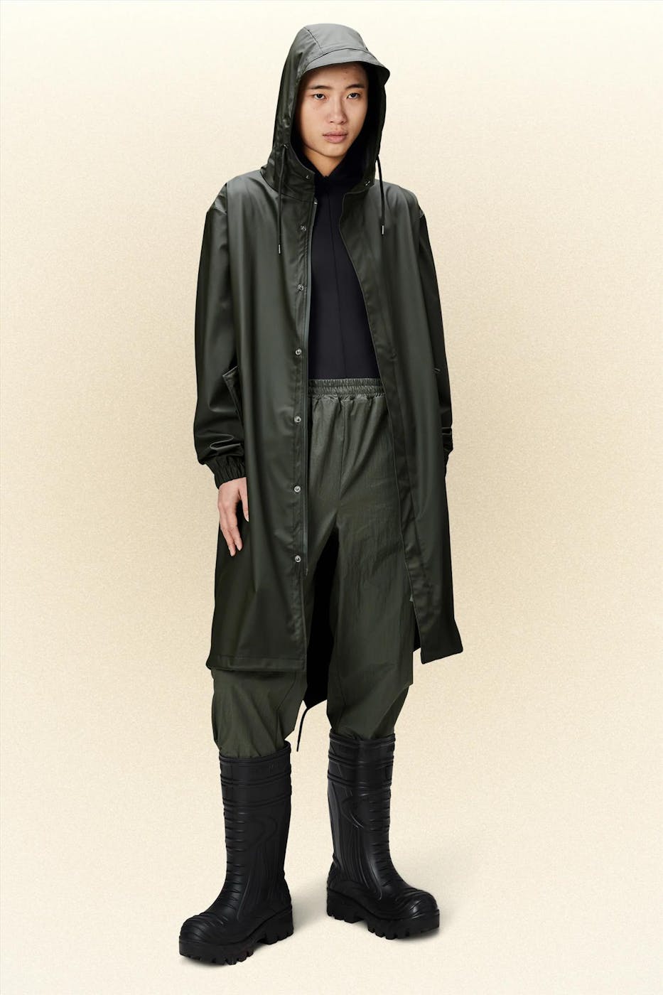 RAINS - Donkergroene Fishtail Parka regenjas