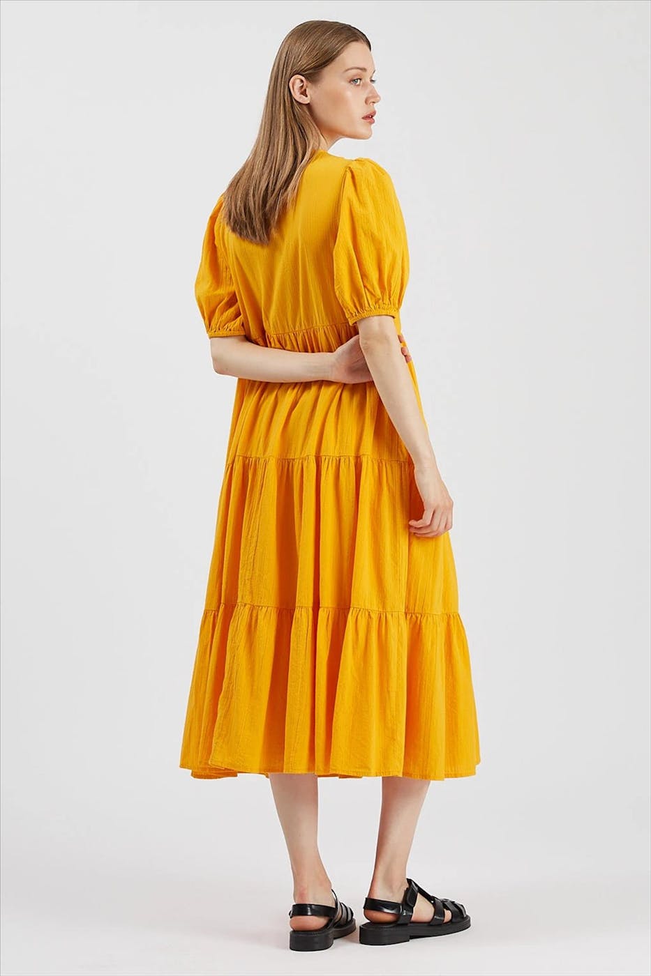 Minimum - Okergele Miamea midi jurk