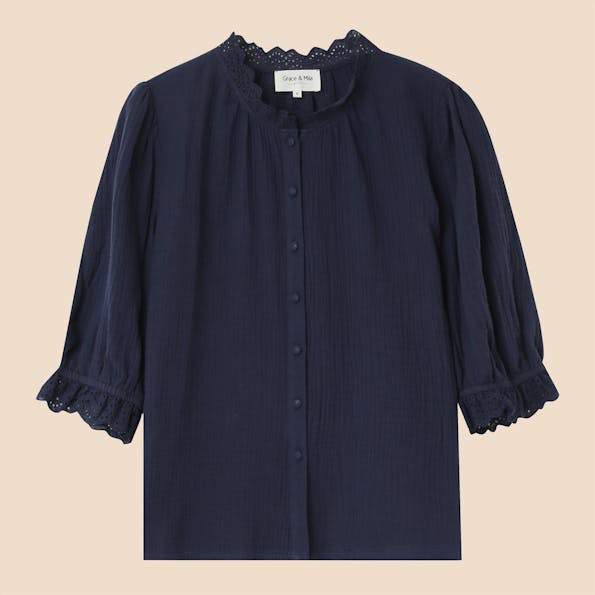 Grace & Mila - Donkerblauwe Intelligent blouse