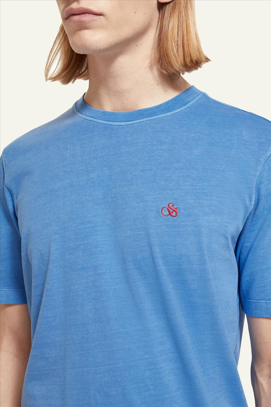 Scotch & Soda - Blauwe Garment Dyed T-shirt