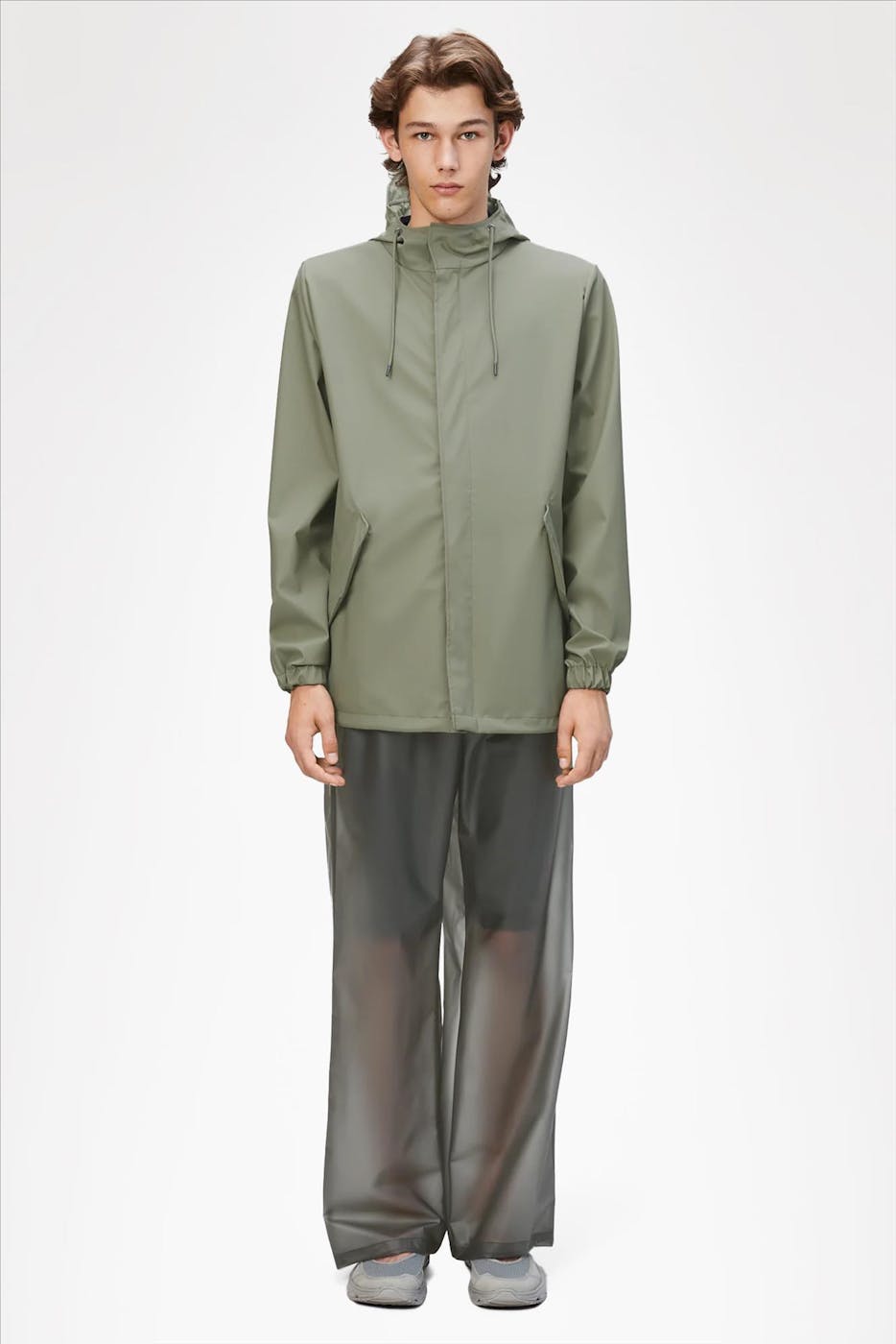 RAINS - Grijsgroene Fishtail jas