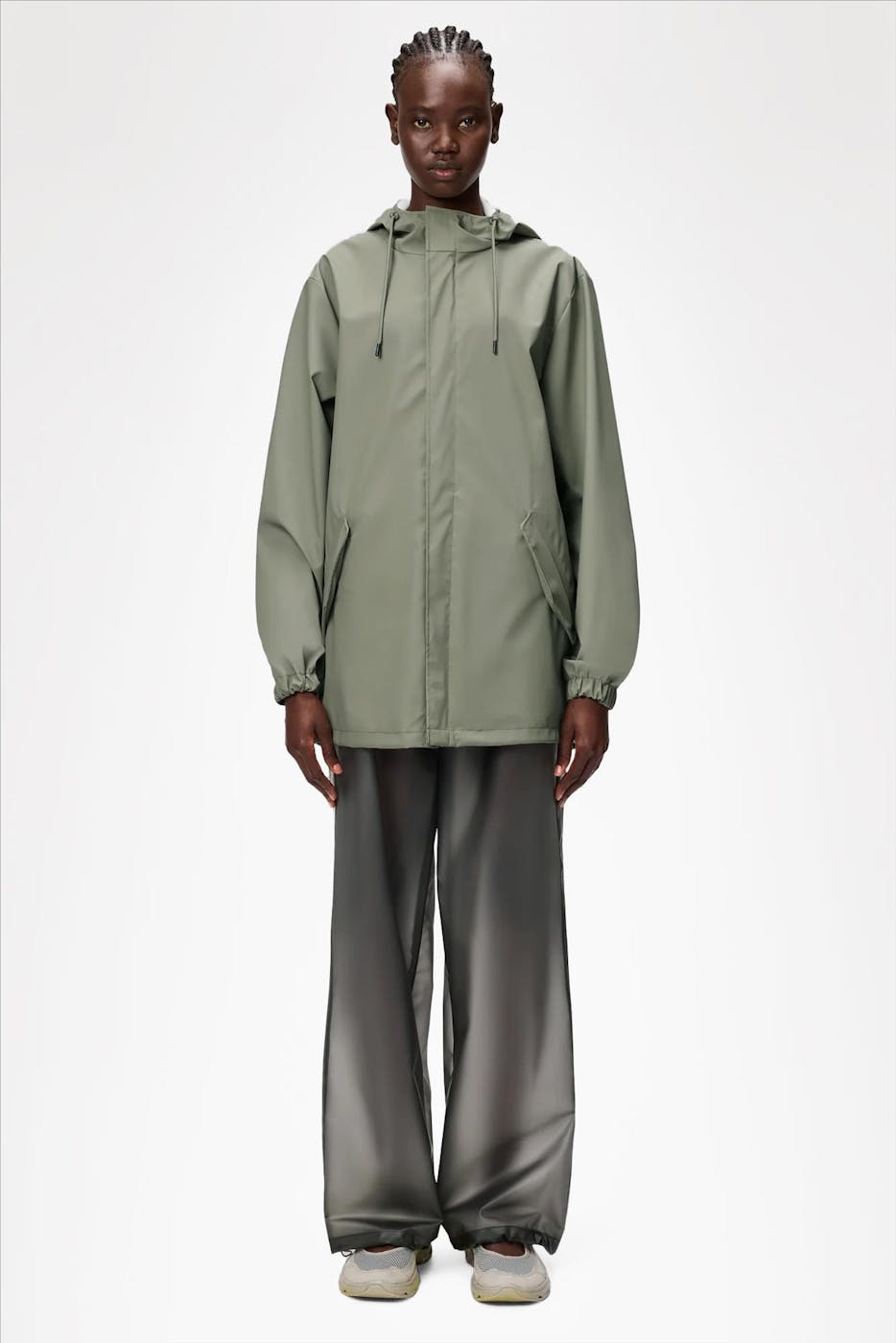 RAINS - Grijsgroene Fishtail jas