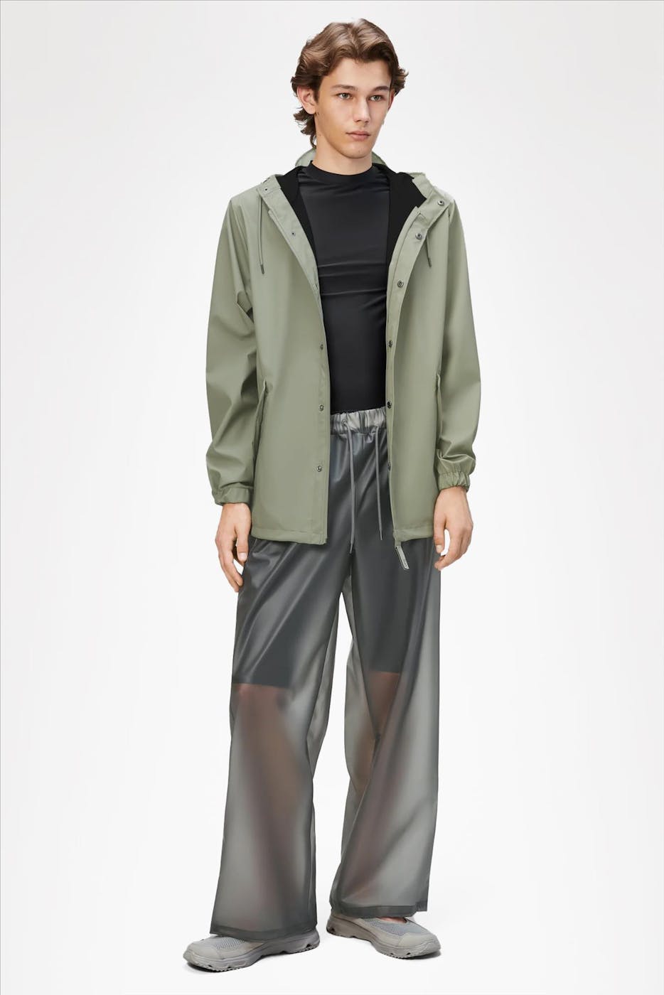 RAINS - Grijsgroene Fishtail jas