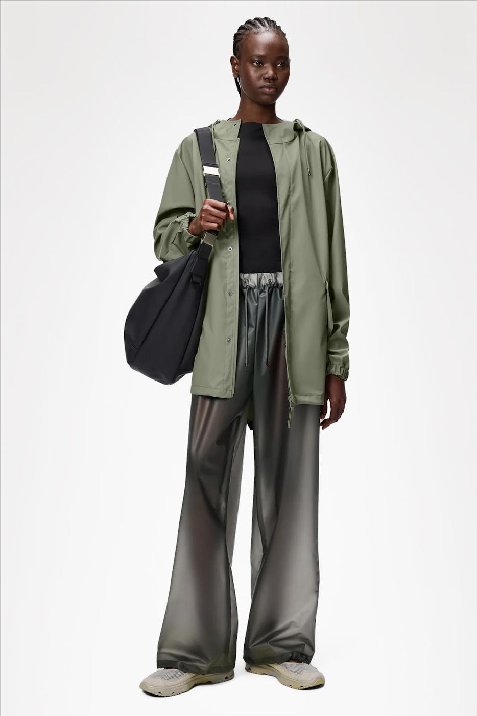 RAINS - Grijsgroene Fishtail jas