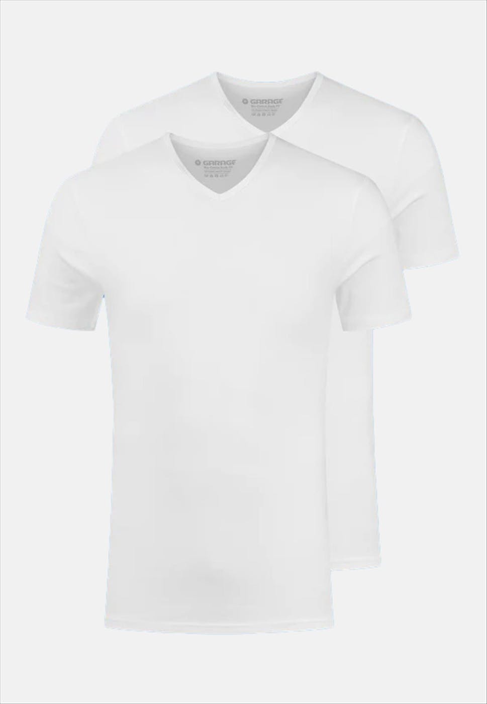 Garage - Witte 2-pack Body Fit V-neck T-shirts