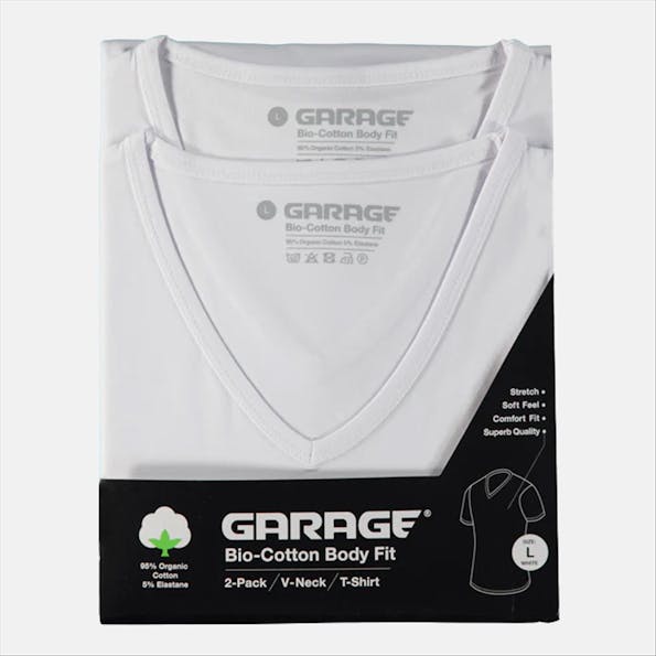 Garage - Witte 2-pack Body Fit V-neck T-shirts