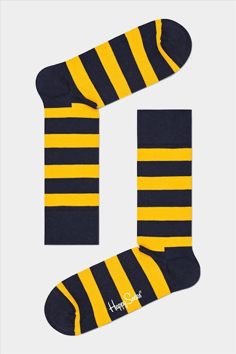 Happy Socks - Donkerblauw-gele Stripe sokken, maat: 41-46