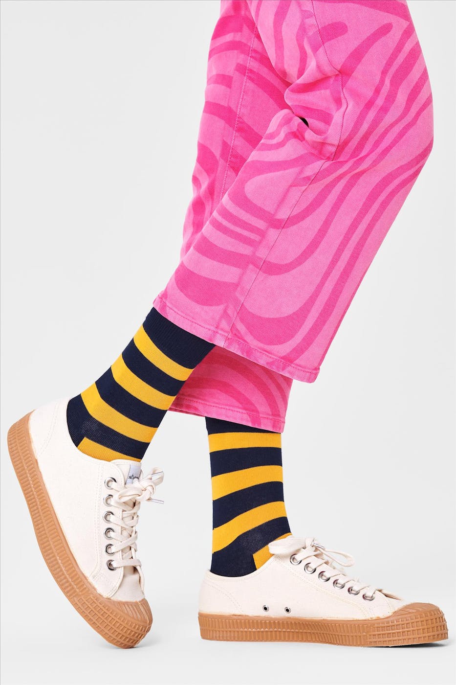Happy Socks - Donkerblauw-gele Stripe sokken, maat: 41-46