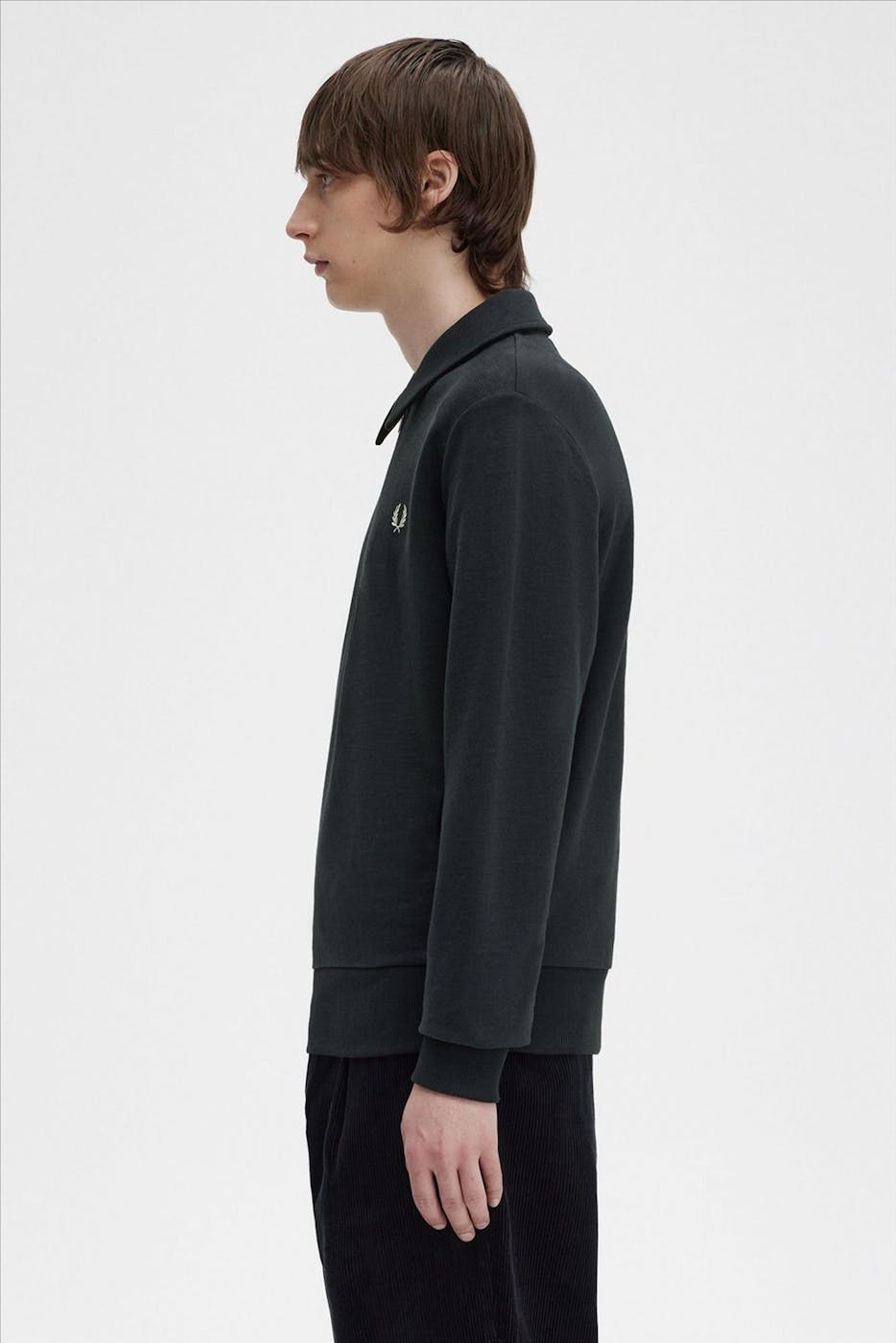 Fred Perry - Donkergroene Zip Neck Collar sweater