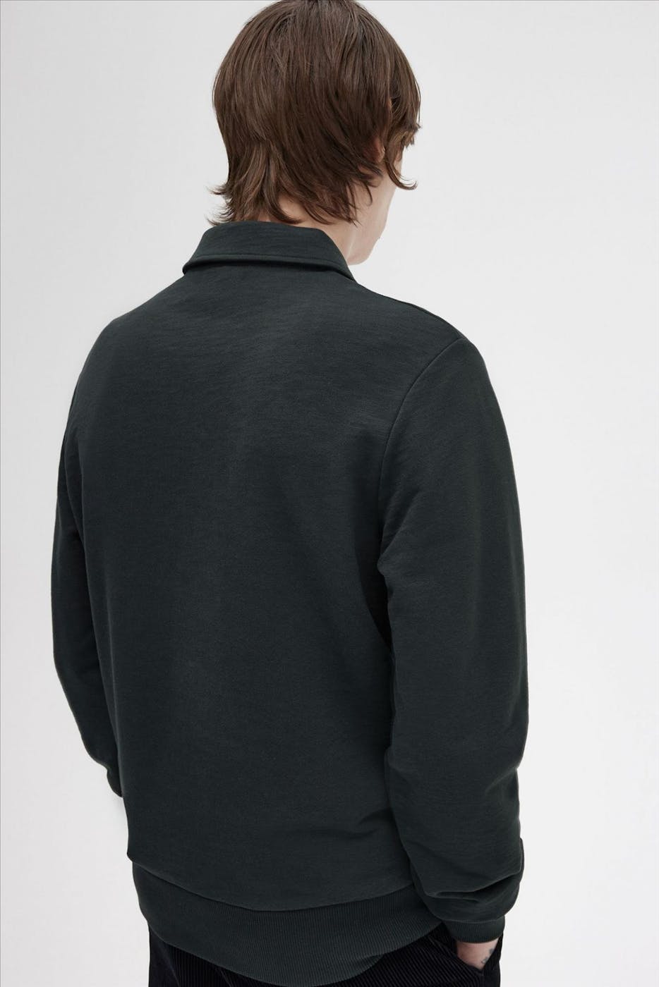 Fred Perry - Donkergroene Zip Neck Collar sweater