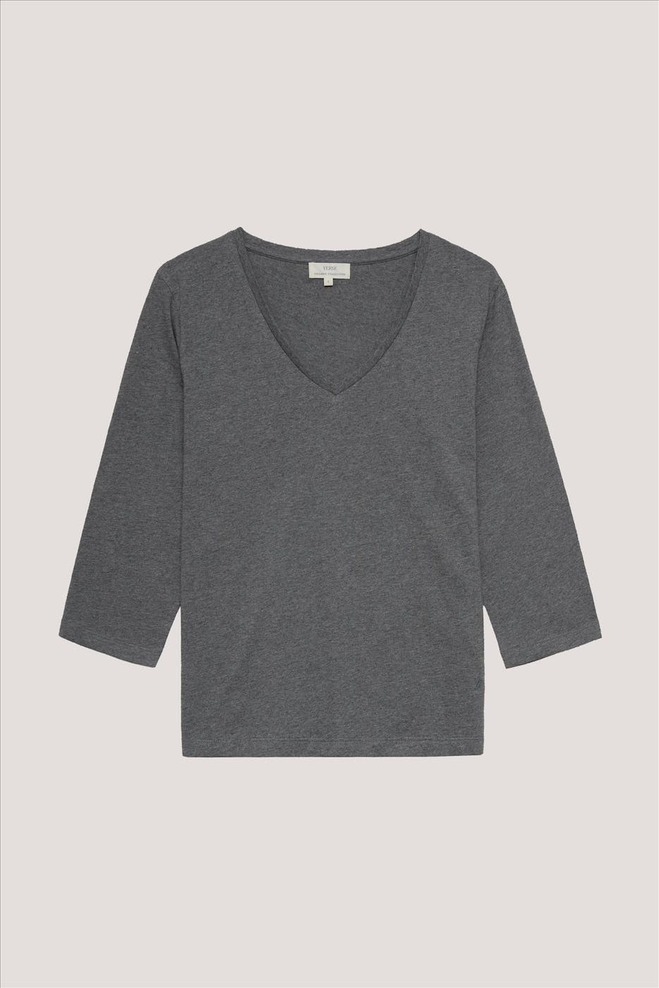 YERSE - Grijze Basic V-Collar T-shirt