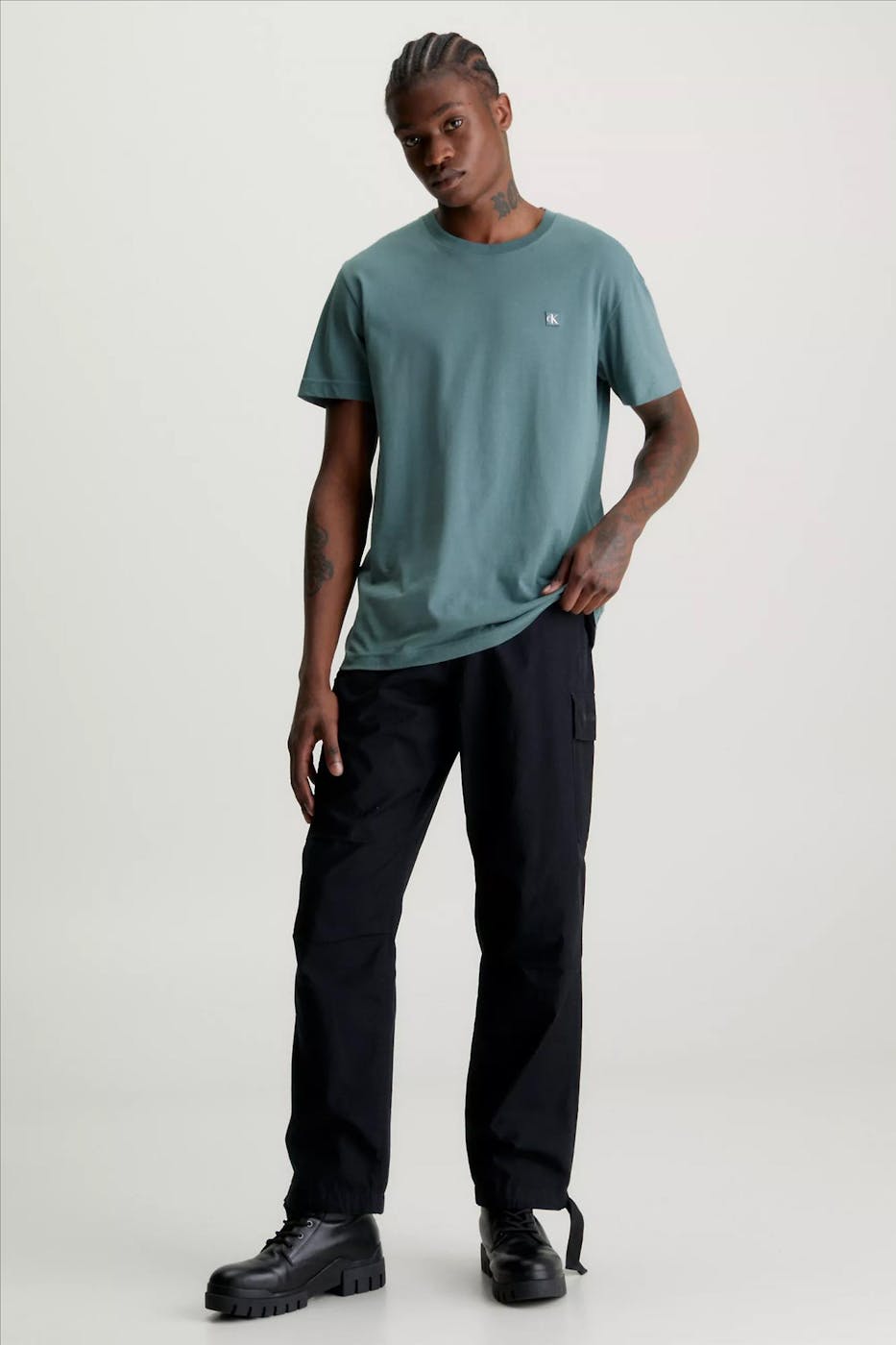 Calvin Klein Jeans - Groengrijze Logo Patch T-shirt