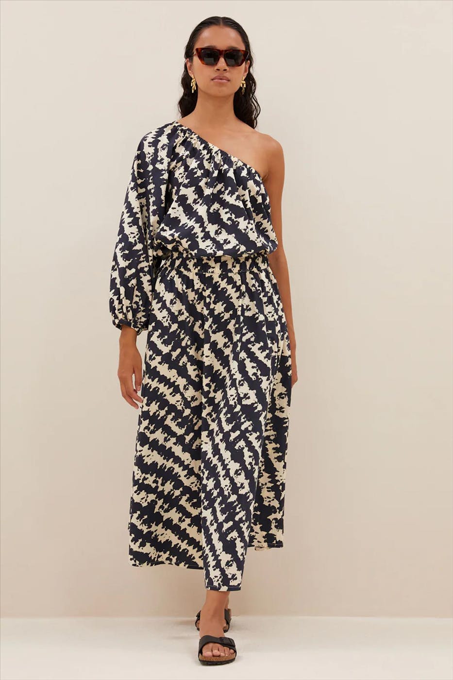 BY BAR - Ecru-Donkergrijze Stella Shade blouse