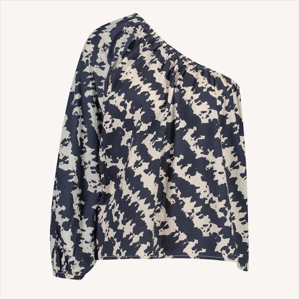 BY BAR - Ecru-Donkergrijze Stella Shade blouse