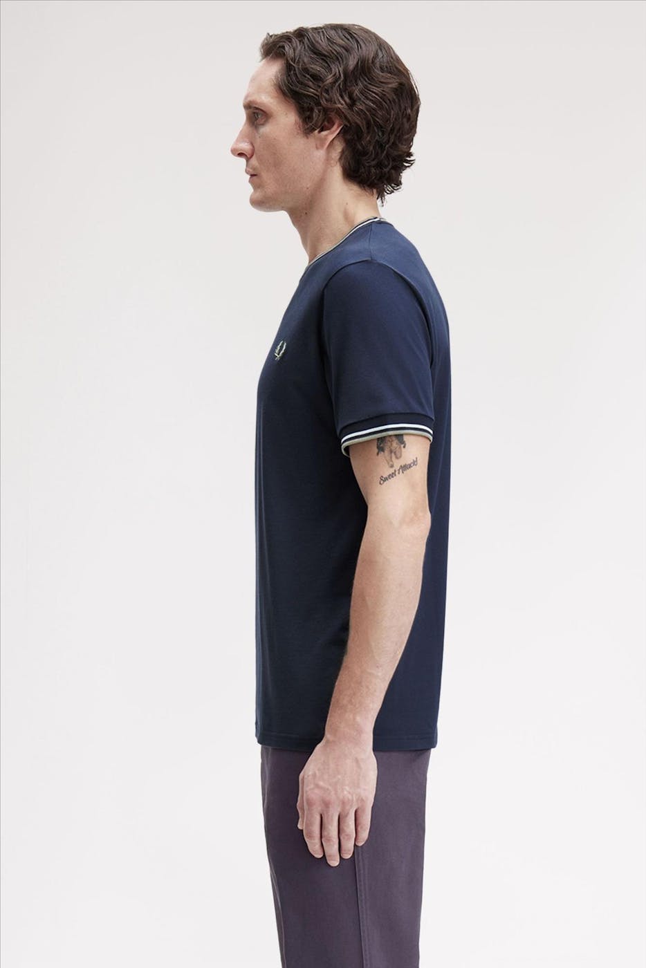 Fred Perry - Donkerblauw-Mintgroene Twin Tipped T-shirt