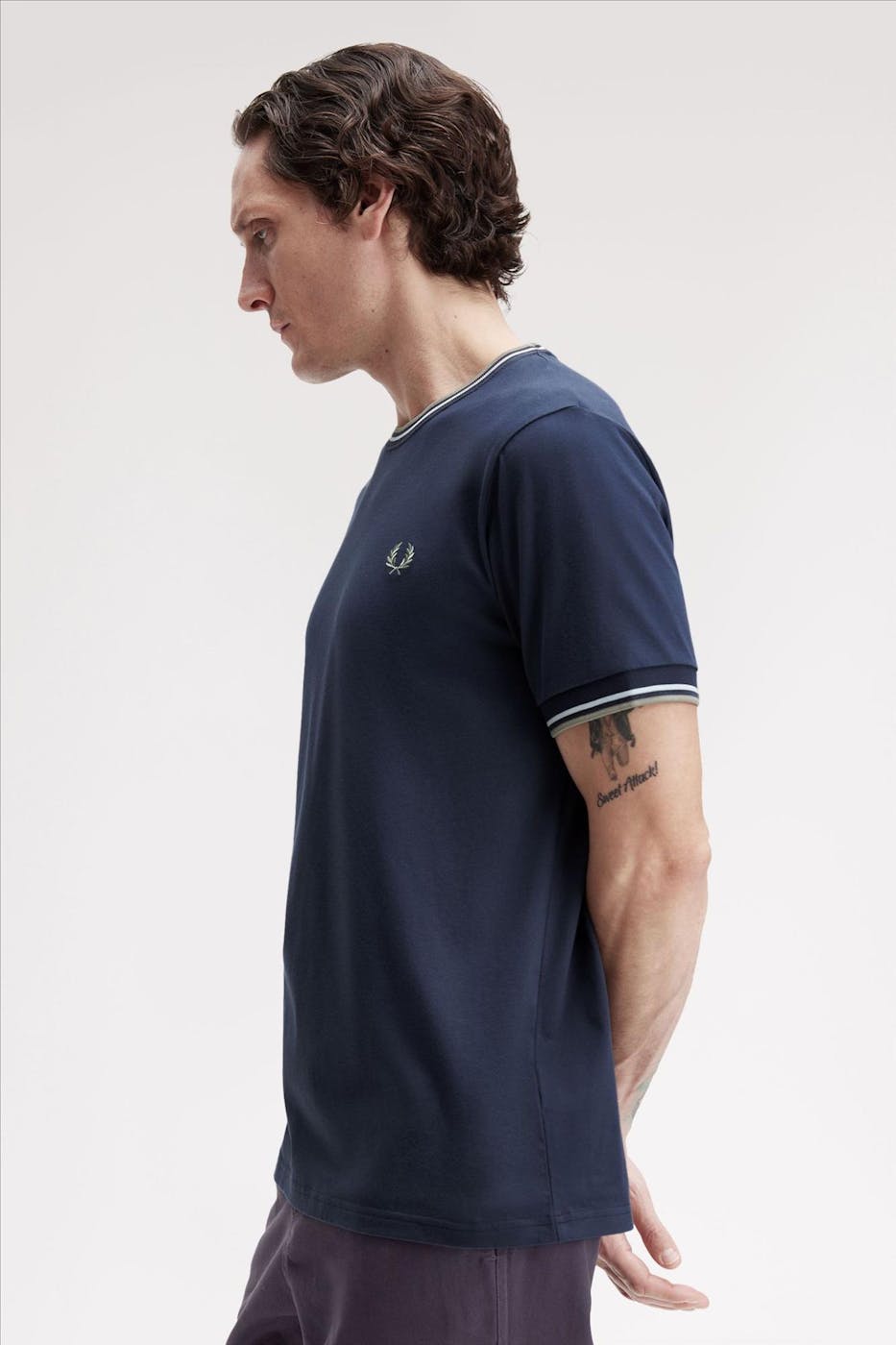 Fred Perry - Donkerblauw-Mintgroene Twin Tipped T-shirt