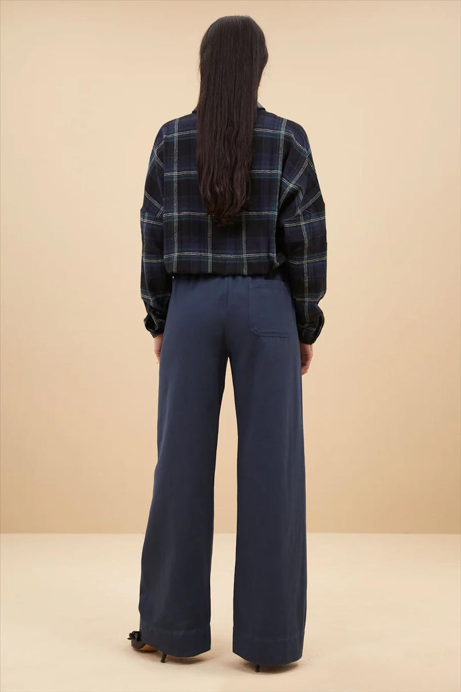 BY BAR - Donkerblauwe Check blouse