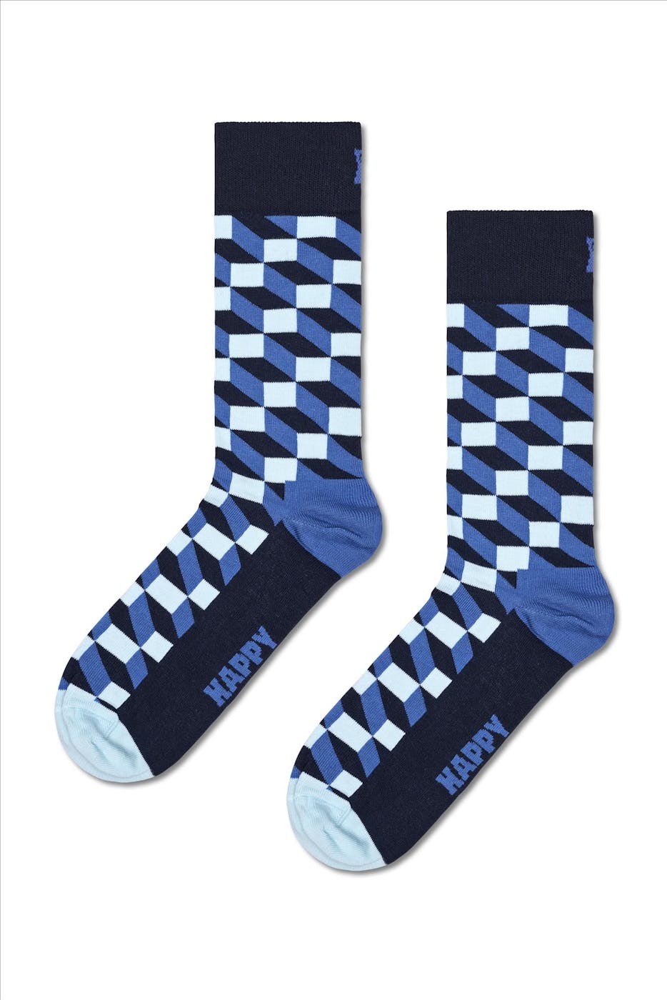 Happy Socks - Blauwe Optic Filled sokken, maat: 36-40