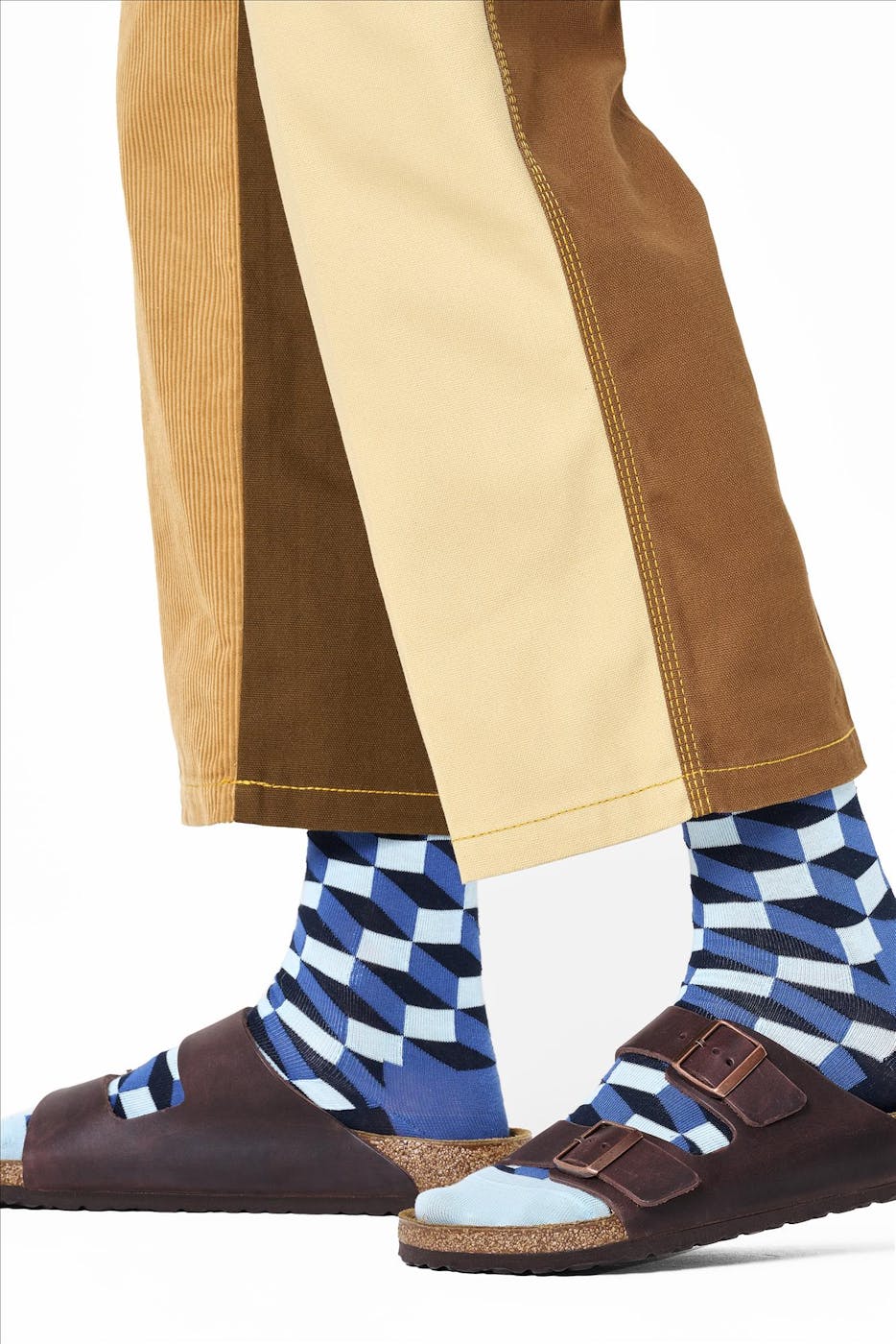 Happy Socks - Blauwe Optic Filled sokken, maat: 36-40