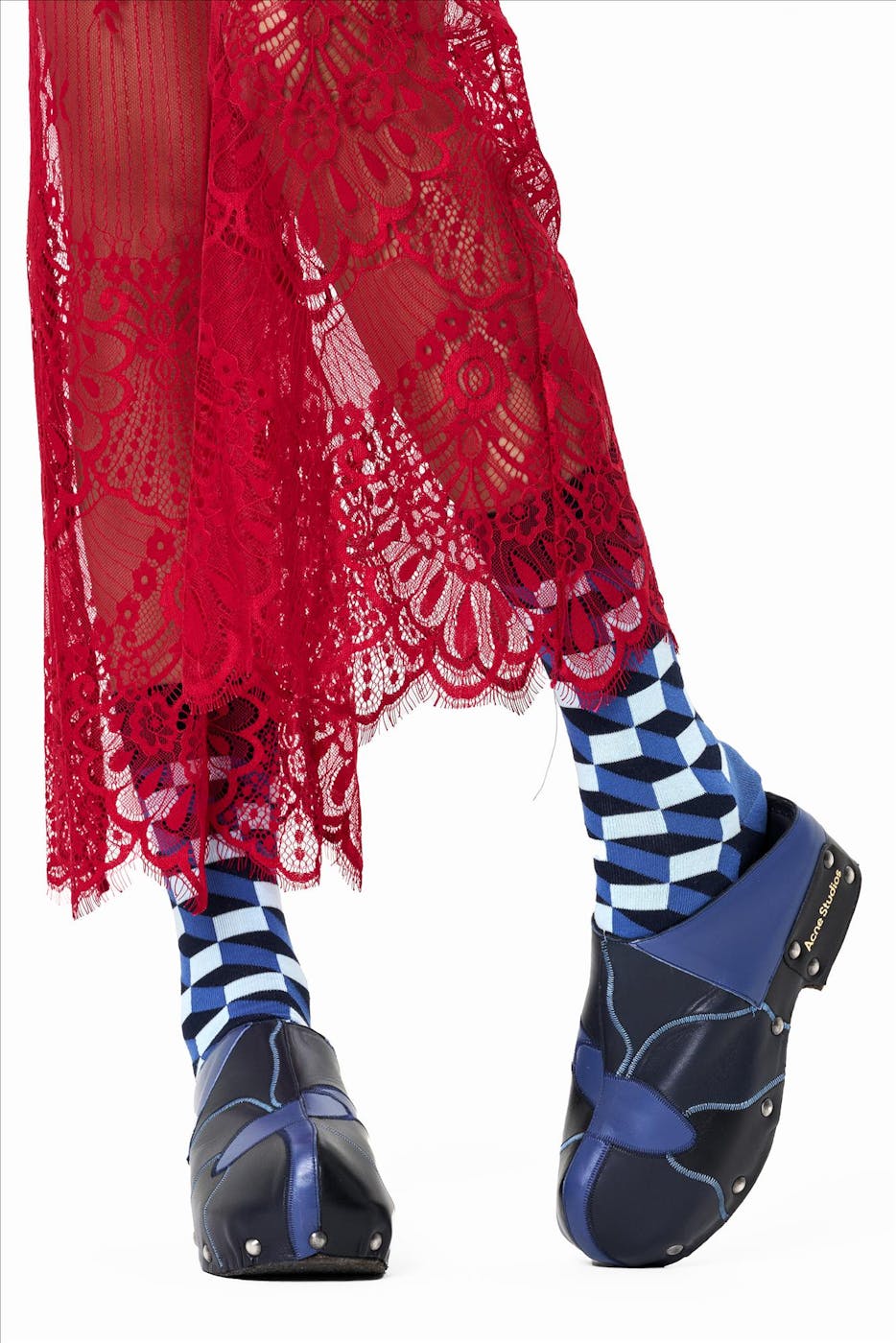 Happy Socks - Blauwe Optic Filled sokken, maat: 36-40