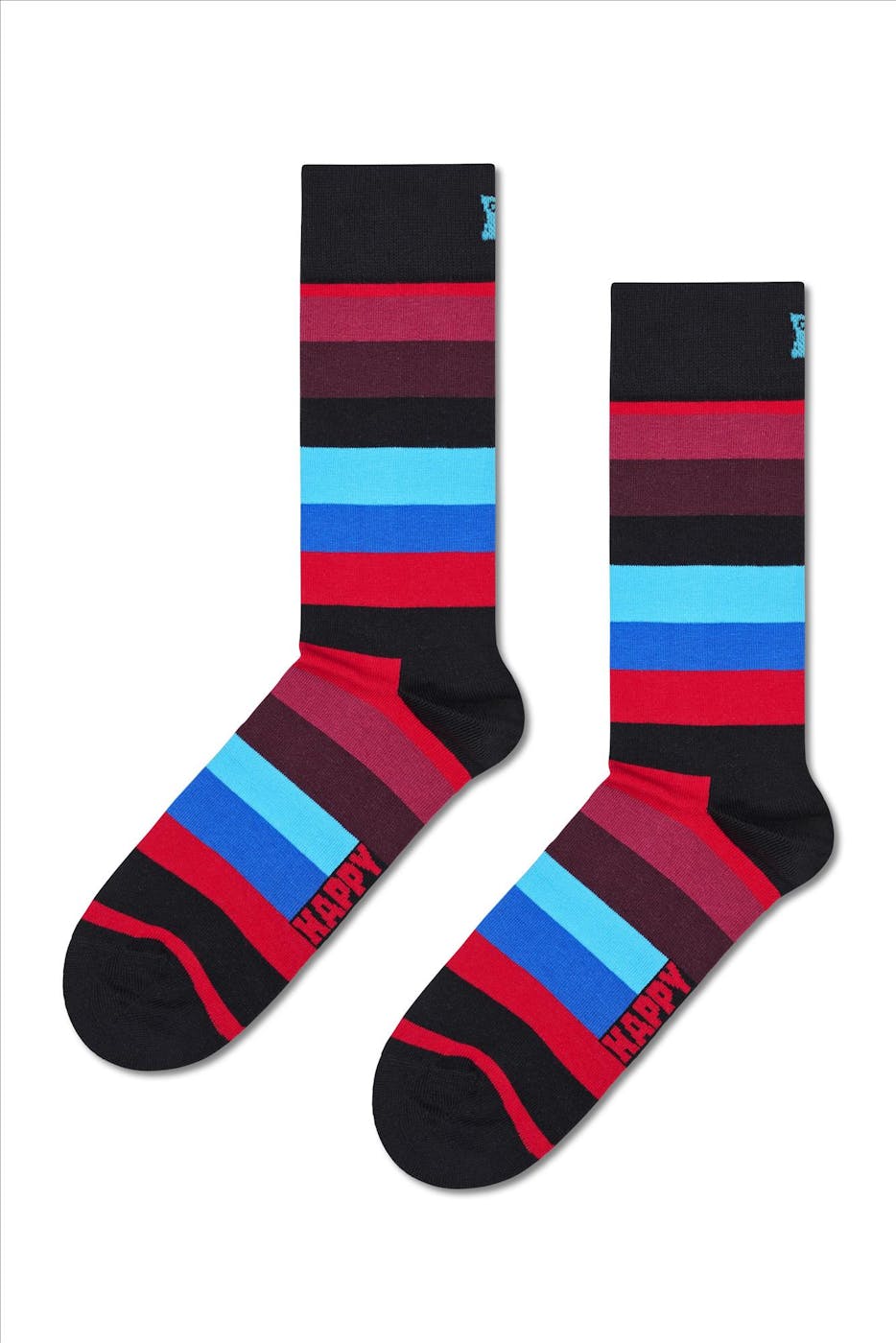 Happy Socks - Zwart-blauwe-rode Stripe sokken, maat: 41-46