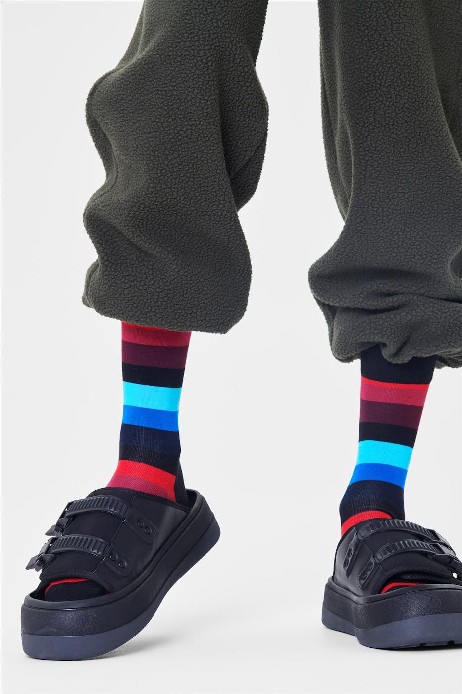 Happy Socks - Zwart-blauwe-rode Stripe sokken, maat: 41-46
