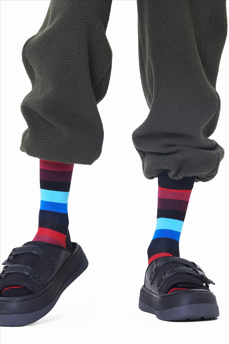 Happy Socks - Zwart-blauwe-rode Stripe sokken, maat: 41-46