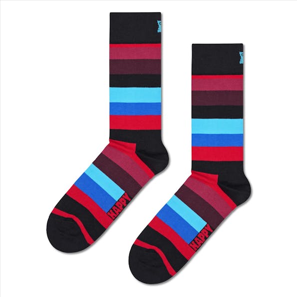 Happy Socks - Zwart-blauwe-rode Stripe sokken, maat: 41-46