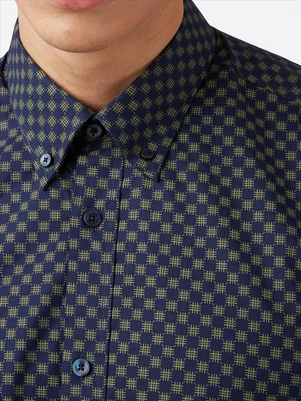 Ben Sherman - Donkerblauw Loden Print hemd