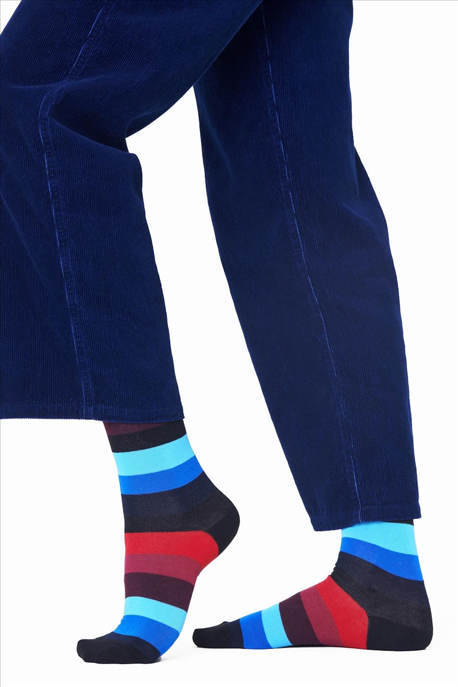 Happy Socks - Blauw-bordeaux-zwarte Stripe sokken, maat: 36-40