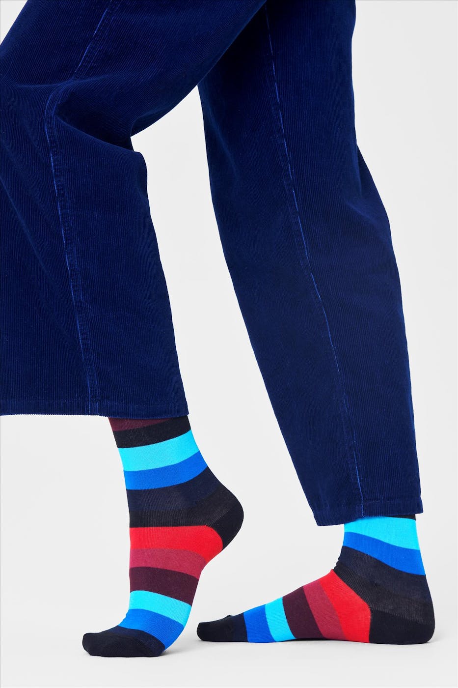 Happy Socks - Blauw-bordeaux-zwarte Stripe sokken, maat: 36-40