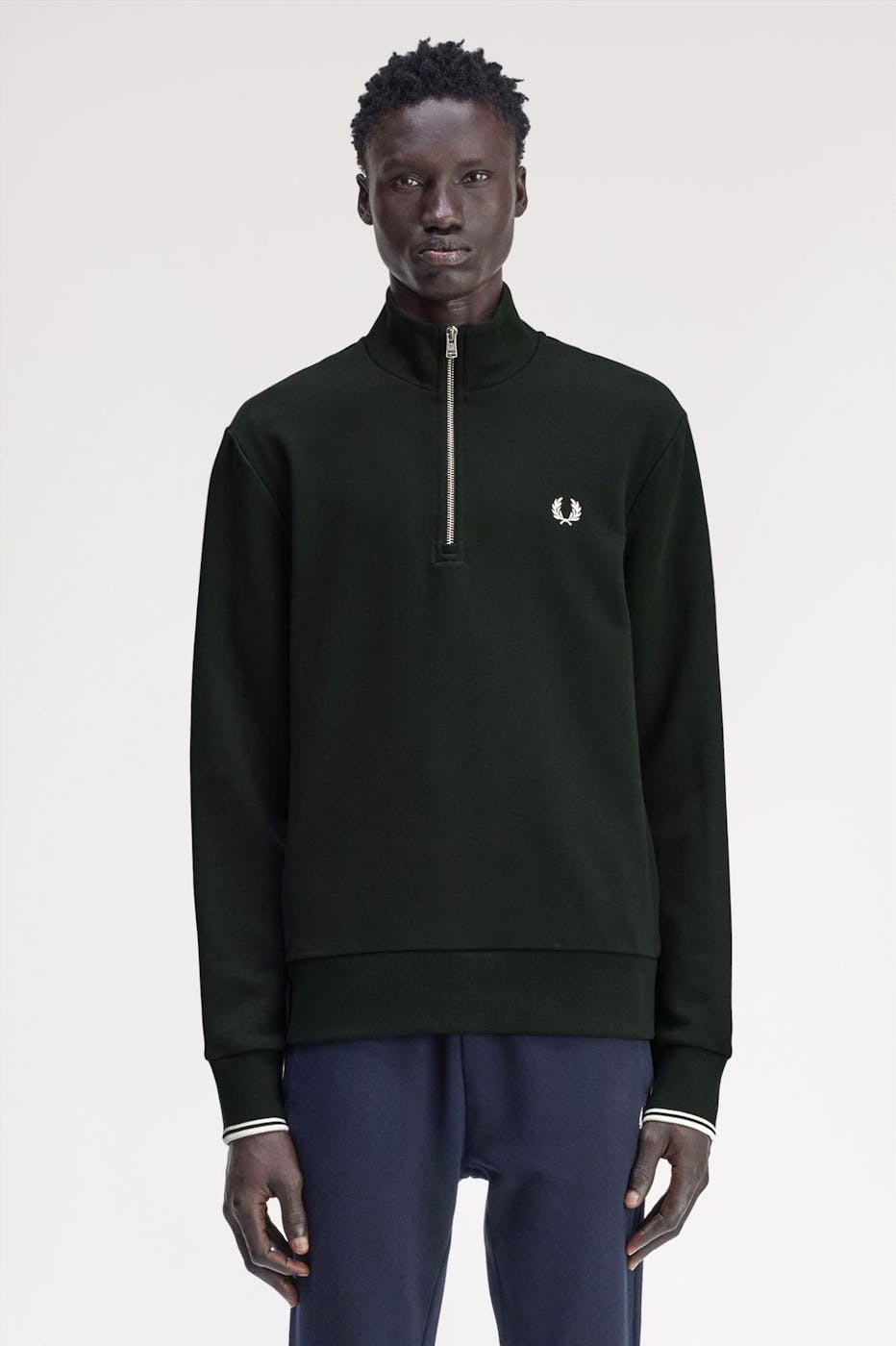 Fred Perry - Donkergroene Half Zip sweater