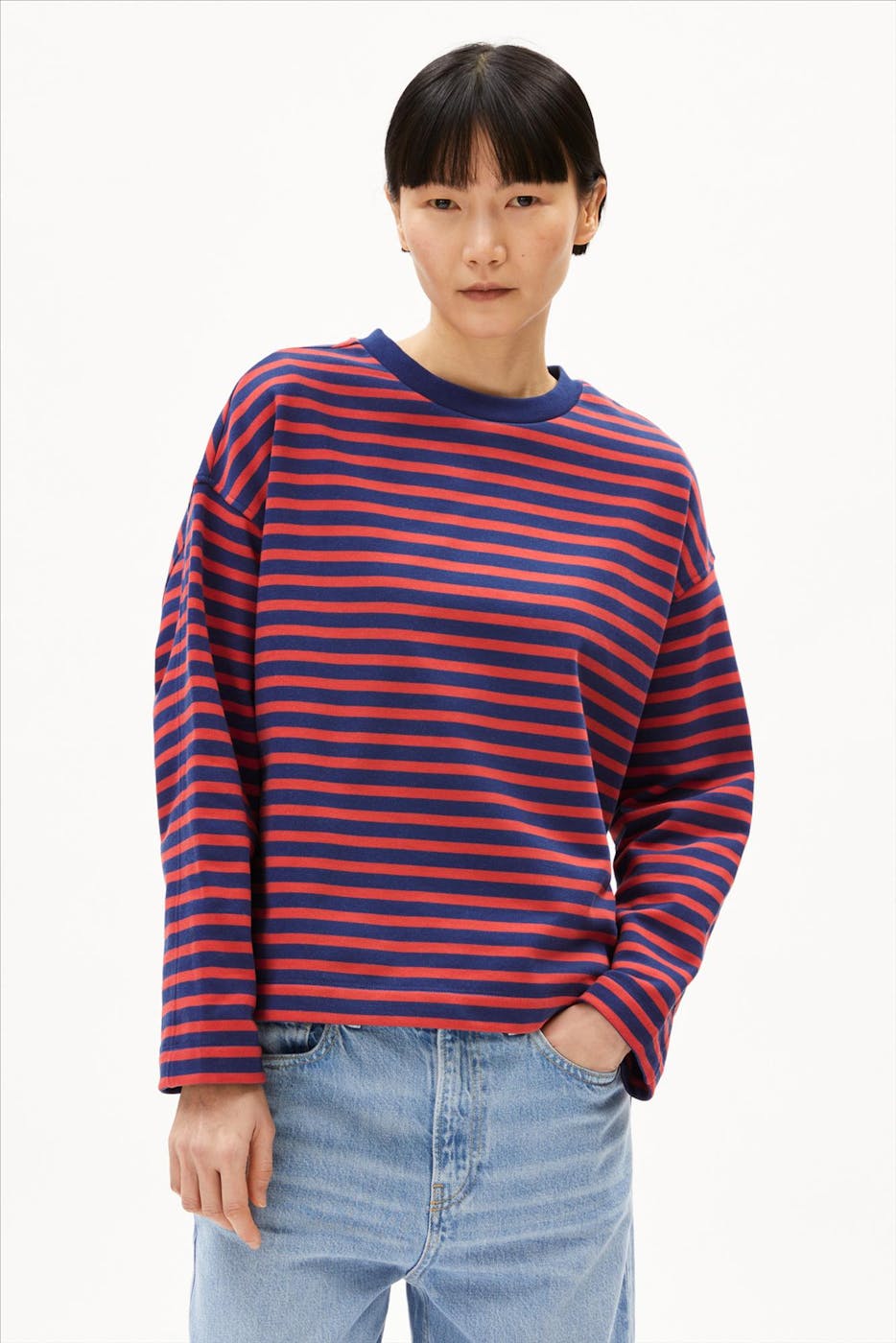 Armed Angels - Donkerblauw-Rode Frankaa Maarlen sweater
