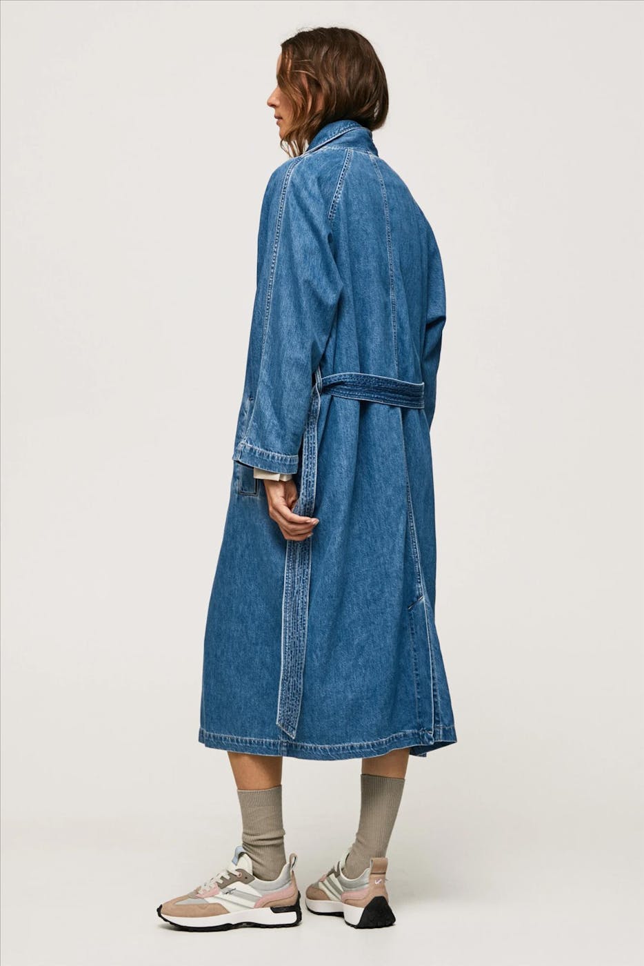 Pepe Jeans London - Blauwe Oversized Denim trenchcoat