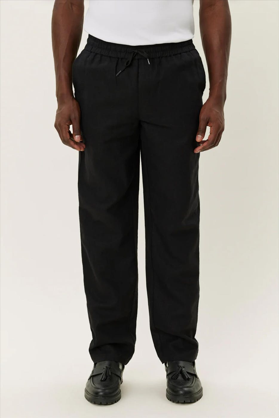 LES DEUX - Zwarte Patrick Linen broek