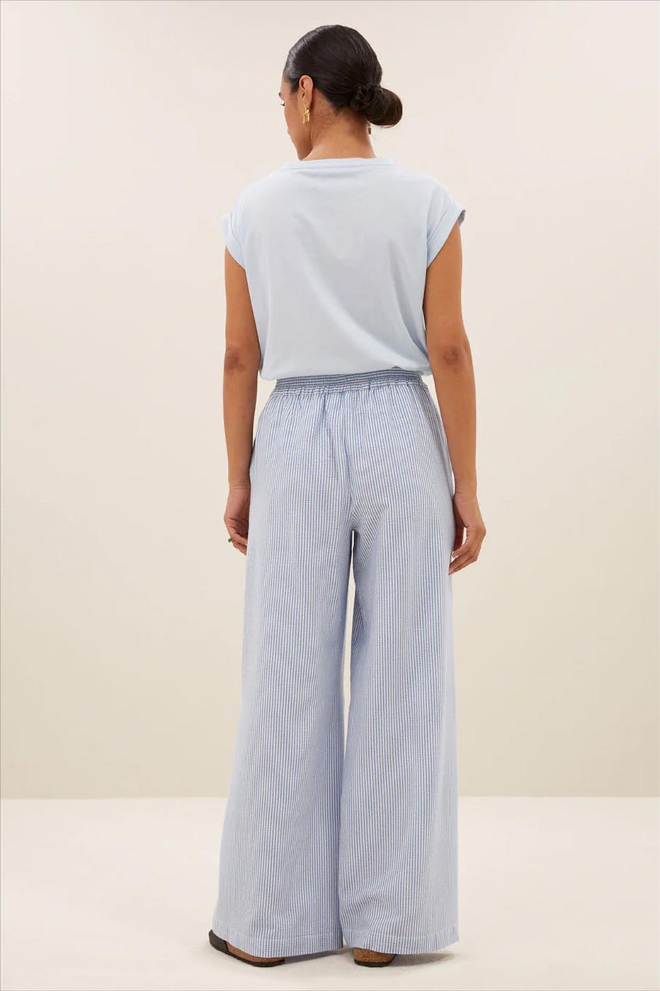 BY BAR - Lichtblauw-Witte Randy Stripe broek