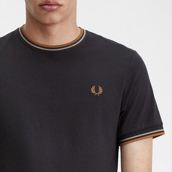 Fred Perry - Donkergrijze Twin Tipped T-shirt