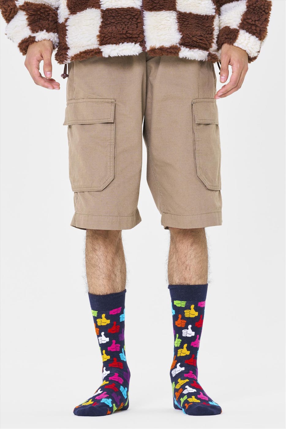 Happy Socks - Donkerblauw-multicolor Thumbs Up Sokken, maat 36-40