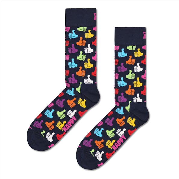 Happy Socks - Donkerblauw-multicolor Thumbs Up Sokken, maat 36-40