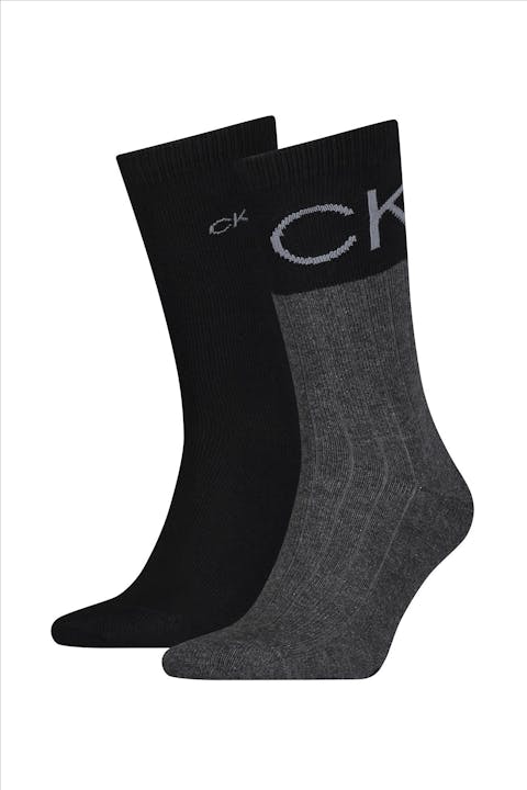 Calvin Klein - Zwarte-donkergrijze 2-pack sokken, one size